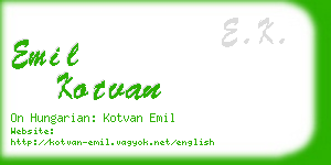 emil kotvan business card